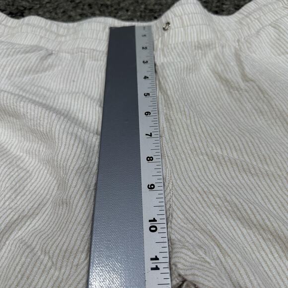 Anne Klein Pants L Beige White Linen Blend Pull On Elastic Waist NO DRAWSTRING - Picture 7 of 8
